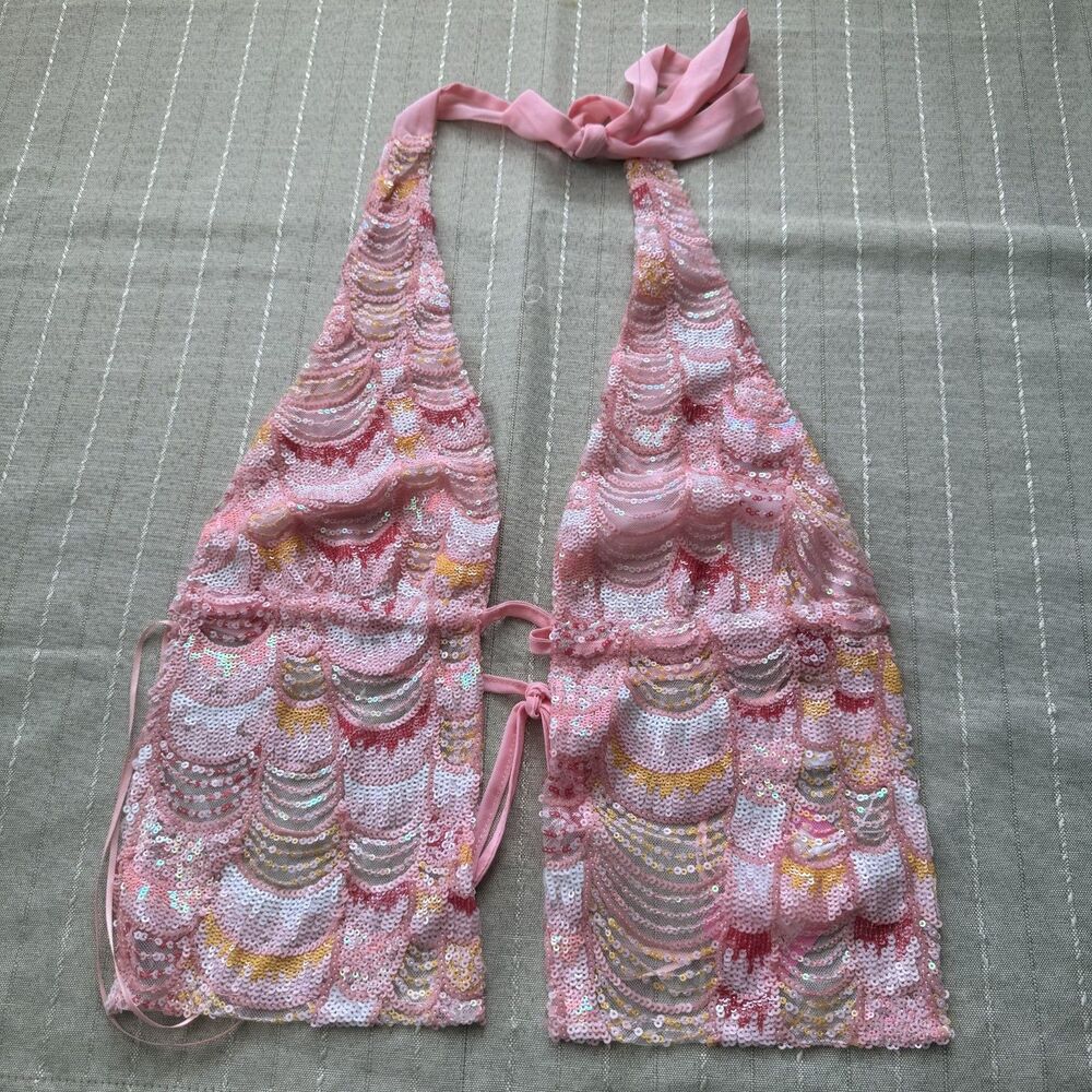 NWT Edikted Backless Split Front Halter Top Pink Size M